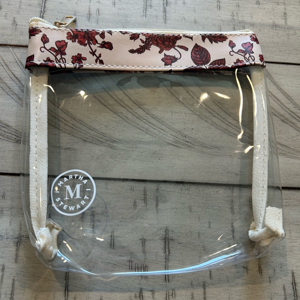 Martha Stewart Clear Floral Cosmetic Bag